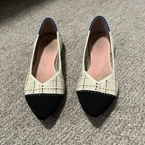 Rothy's Black and Cream Flats